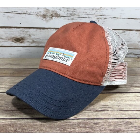 Patagonia Label Layback Trucker Mesh Hat Baseball Cap Adjustable White Coral - Picture 1 of 7